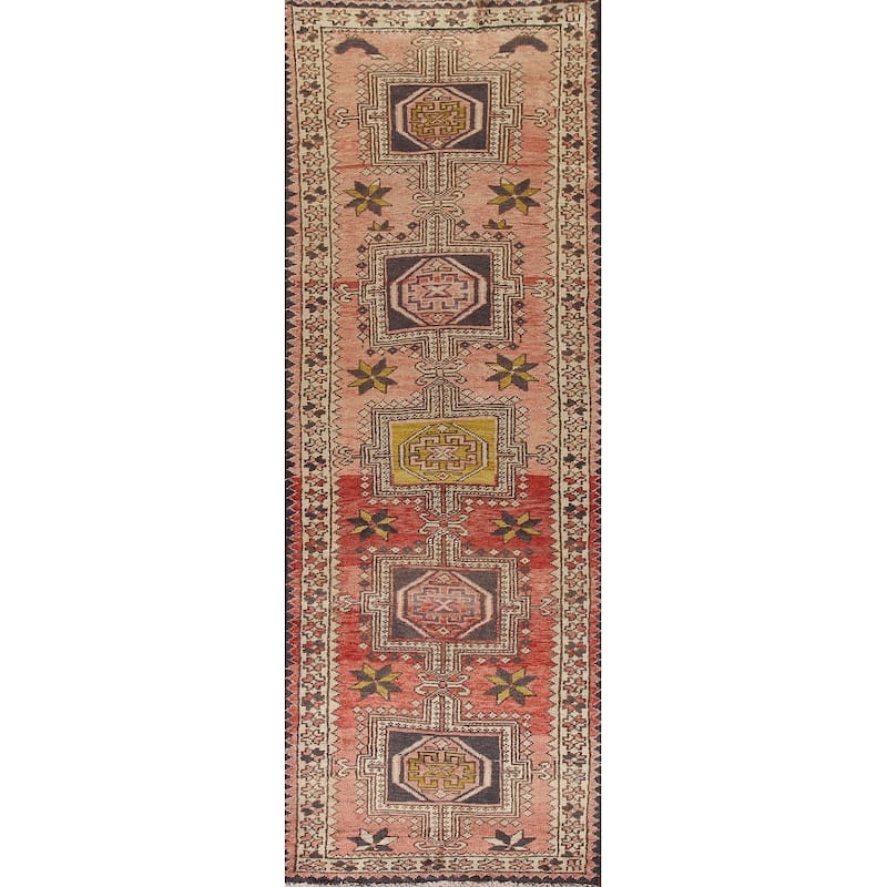 Gharajeh Persian Vintage Runner Rug Hand-knotted Wool Carpet - 2'10"x 10'6"