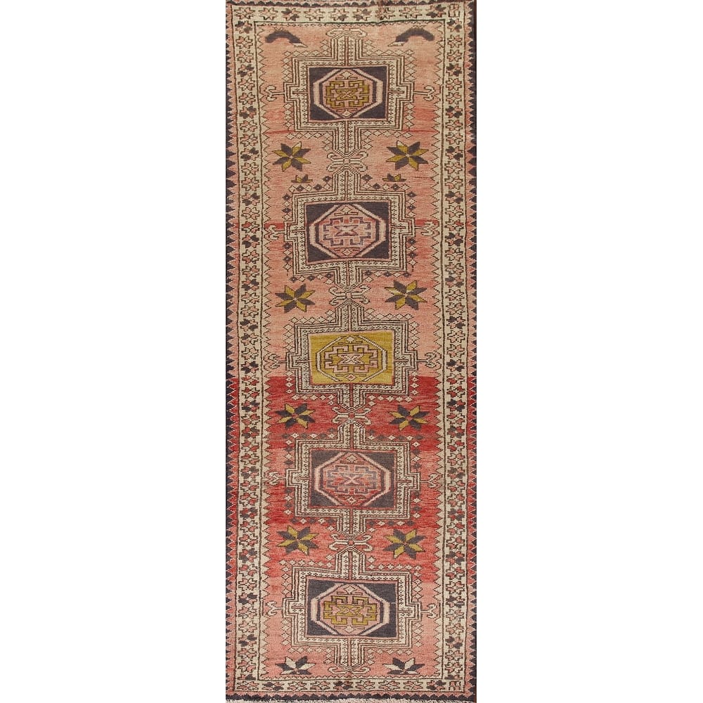 Gharajeh Persian Vintage Runner Rug Hand-knotted Wool Carpet - 2'10"x 10'6"