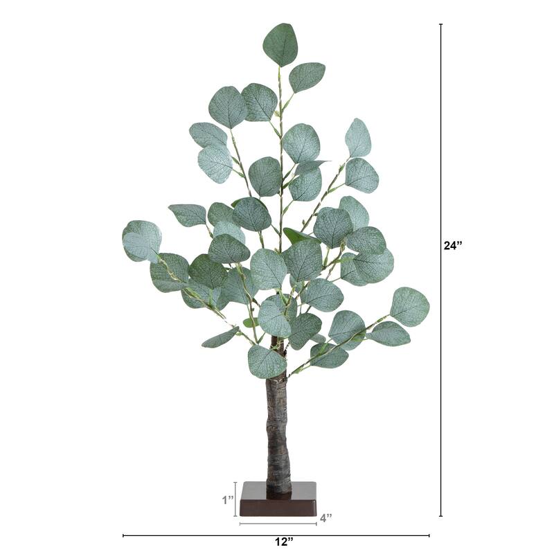 Pre-Lit Eucalyptus Artificial Tree - 2' - Warm White LED Lights