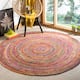 SAFAVIEH Handmade Cape Cod Marget Boho Coastal Jute Rug - 9' Round - Red/Multi