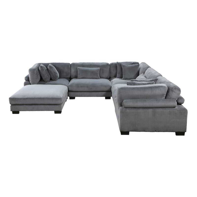 Braidy Corduroy 6-Piece Modular Sectional Sofa with Ottoman