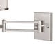 preview thumbnail 5 of 4, Polk Plug-In Satin Nickel Swing Arm Wall Lamp Gray Linen Drum Shade - 10-in W x 11.5-in H x 21.75-in D