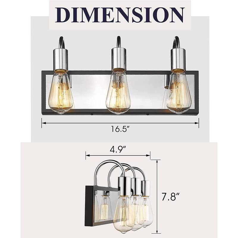 Modern Bathroom Vanity Light with Chrome and Black Finish