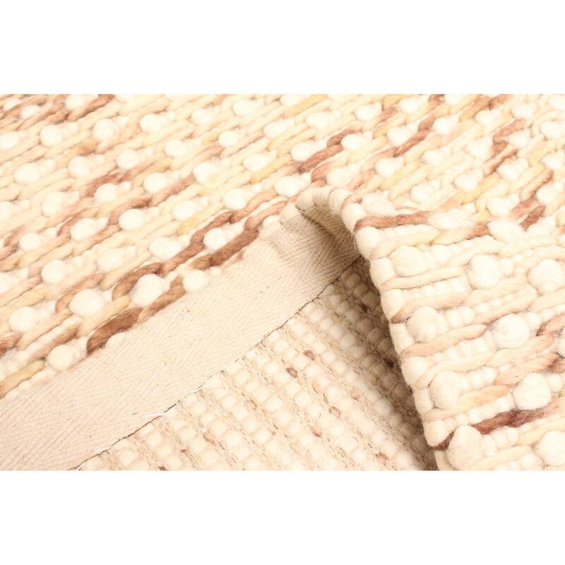 ECARPETGALLERY Braid weave Sienna Beige Wool Rug - 5'1 x 7'10