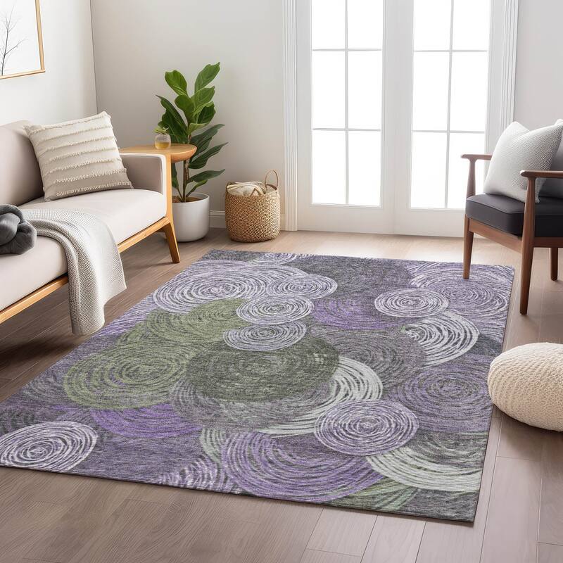 Machine Washable Indoor/ Outdoor Modern Twister Chantille Rug