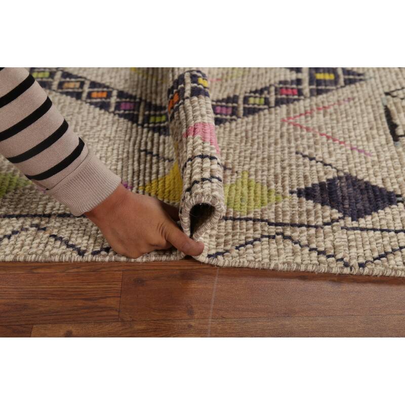 Geometric Moroccan Oriental Area Rug Handmade Wool Carpet - 5'10"x 9'11"