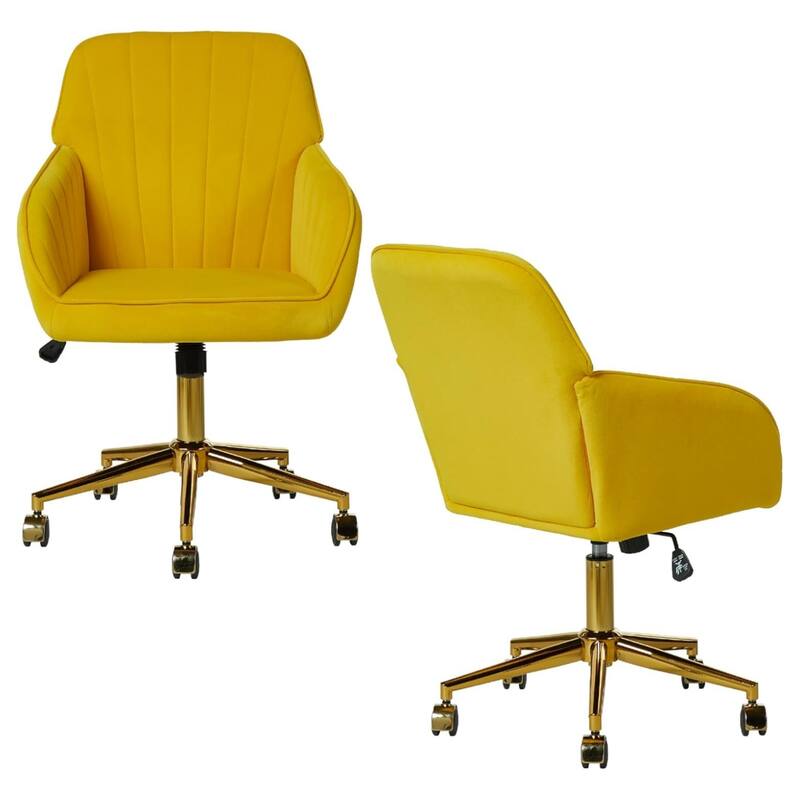 Velvet Adjustable Home Office Swivel Leisure Desk Chair with Gold Base