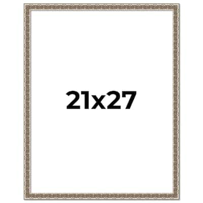 21x27 Frame Silver Versailles Ornate Solid Wood Picture Frame | 1 Inch