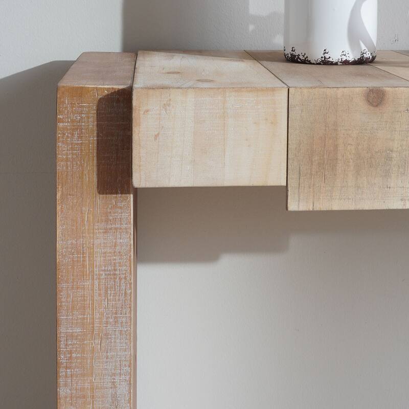 Rustic Wooden Console Table, Entryway Table with Sculpted Block Design, Narrow Sofa Table Accent Table for Hallway