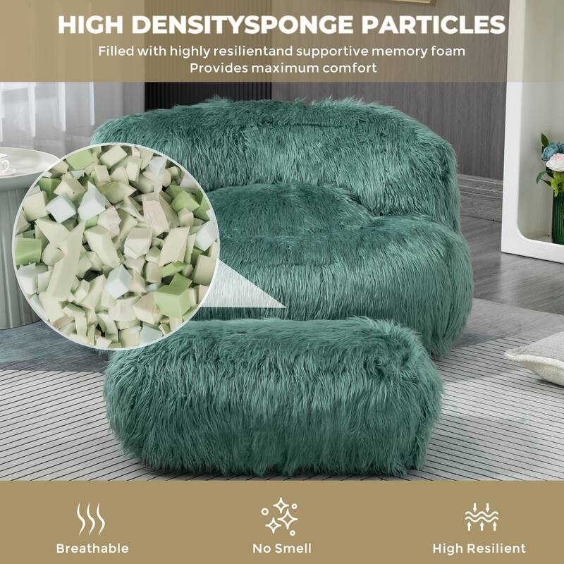 Bean Bag Chair,Floor Sofa with Handle,Accent Sofa Chair with Ottoman for Gaming Reading Relaxing
