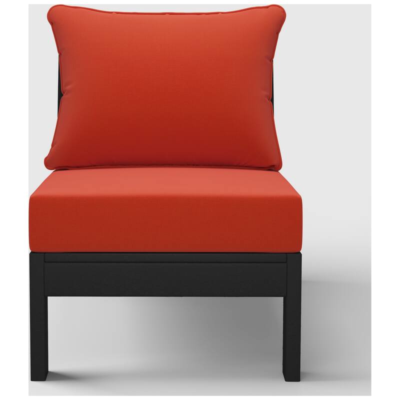 Birchwood All Weather HDPE Outdoor Patio Deep Seating Black Armless Chair With Cushions (1-Piece)