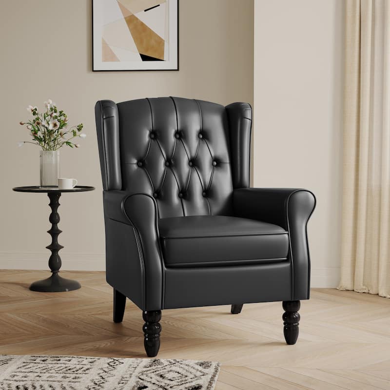 Button-Tufted Accent Club Chair Wingback Armchair Set of 2