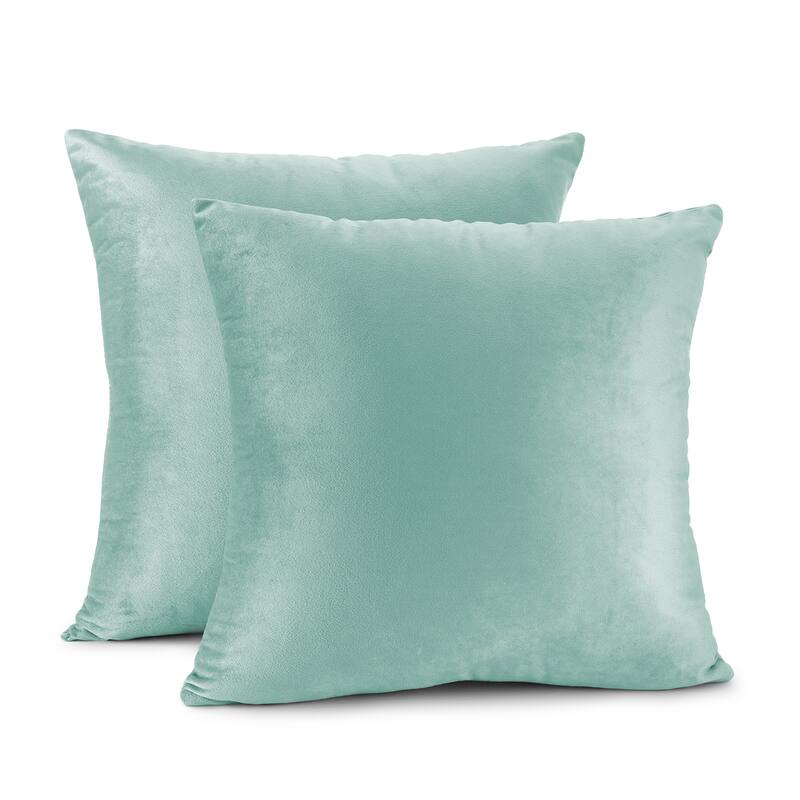 Porch & Den Cosner Microfiber Velvet Throw Pillow Covers (Set of 2) - 24" x 24" - Aqua Light Blue