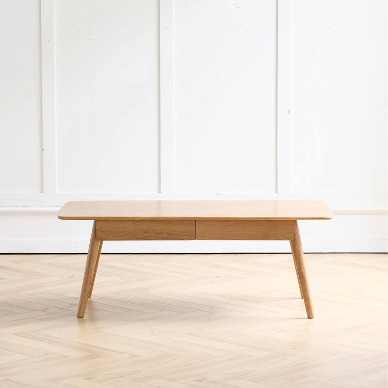 Solid Wood Center Table with Storage Shelf