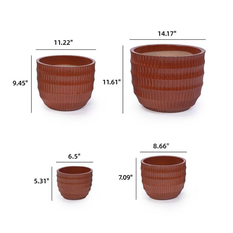 Anmytek Ceramic Planter Set of 4 with Drainage for Indoor Outdoor