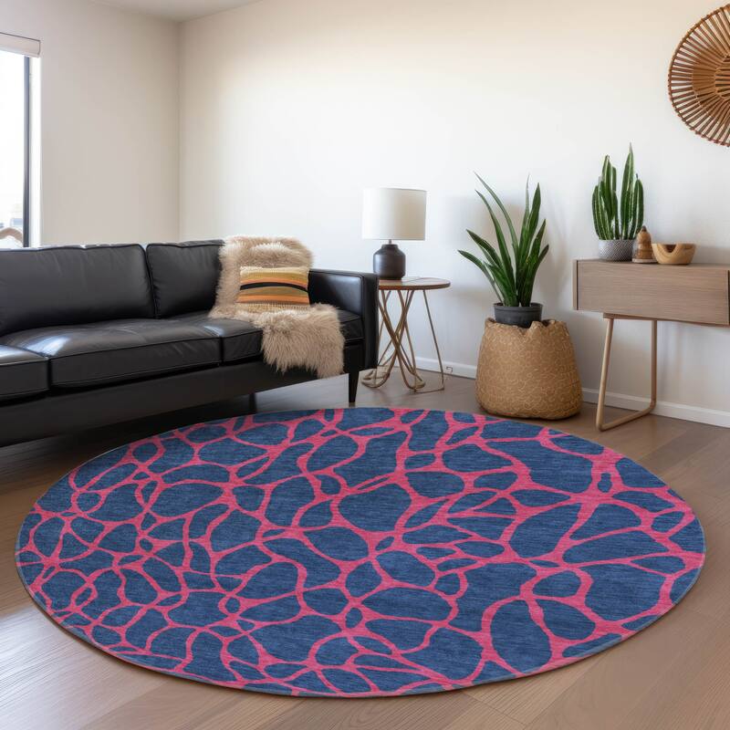 Premium Washable Super Soft Contemporary Macy Mayfield Rug - Navy - 8' x 8'