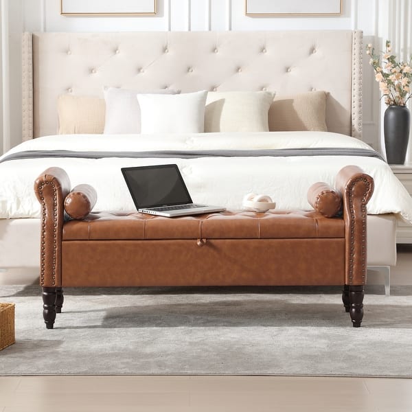 Storage Ottman 65 Inch Bedroom Bench, With Storage, Bed Benches