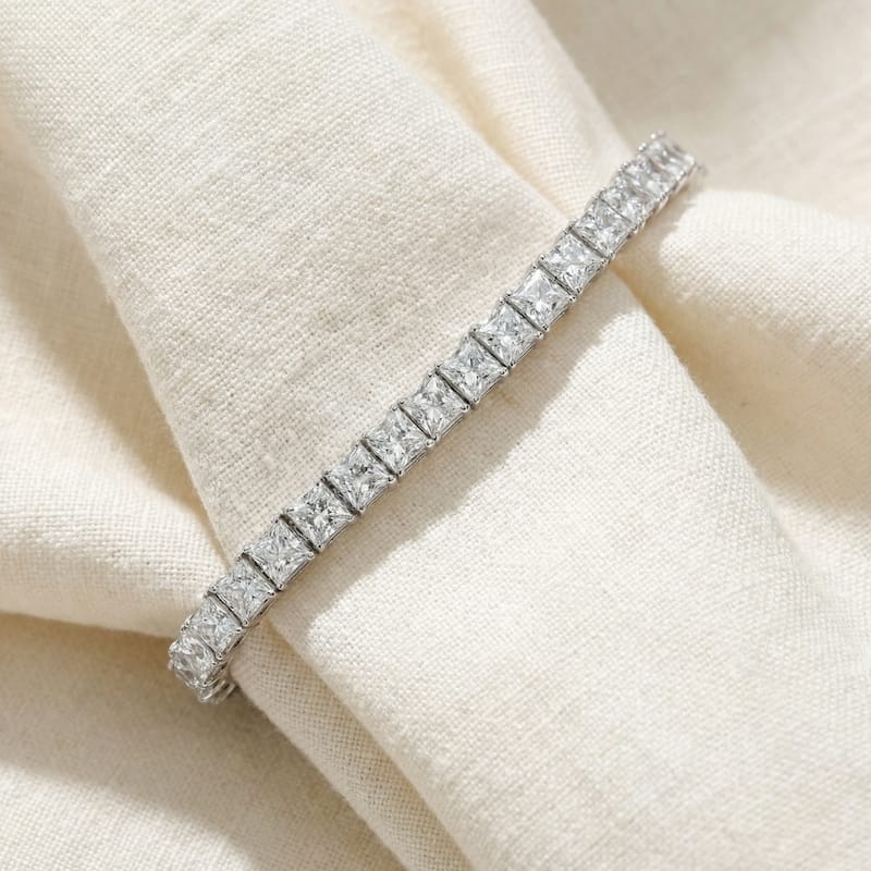 Bliss Diamond 16.30Ct Princess Cut Diamond 7" Tennis Bracelet Gold Lab Grown