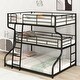 preview thumbnail 1 of 5, Full XL over Twin XL over Queen Size Triple Bunk Bed with Long and Short Ladder,Black