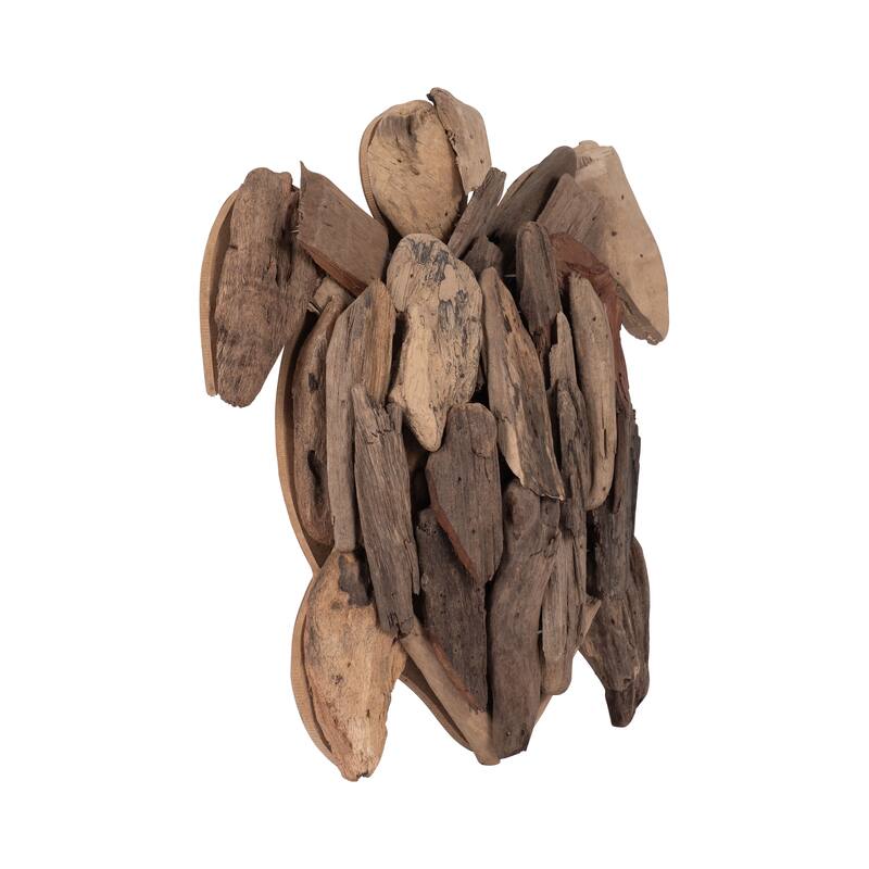Sagebrook Home Driftwood Turtle Deco, Natural Finish, Coastal-Inspired Figurine for Home Decor and Beach Themes for Any