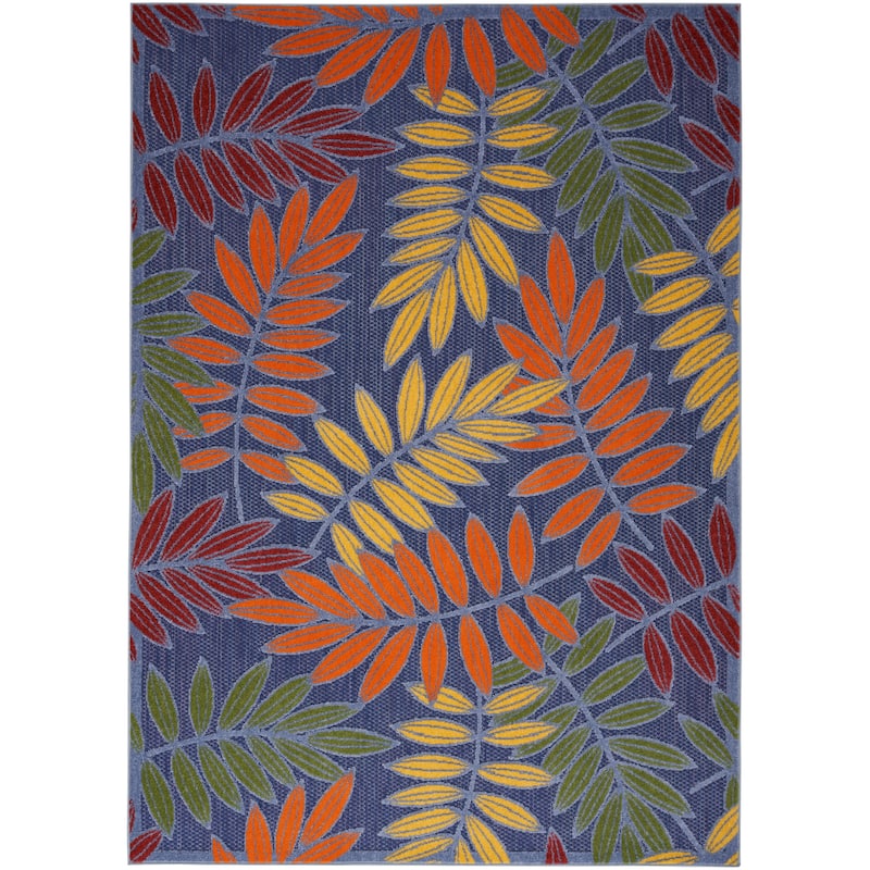 Nourison Aloha Leaf Print Vibrant Indoor/Outdoor Area Rug - 5'3" x 7'5" - Blue/Multi