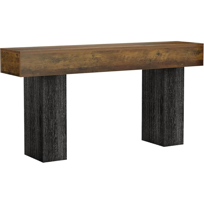 63" Long Farmhouse Console Table Behind The Couch, Wooden Foyer Stand Entry Station for Entryway, Hallway, Living Room