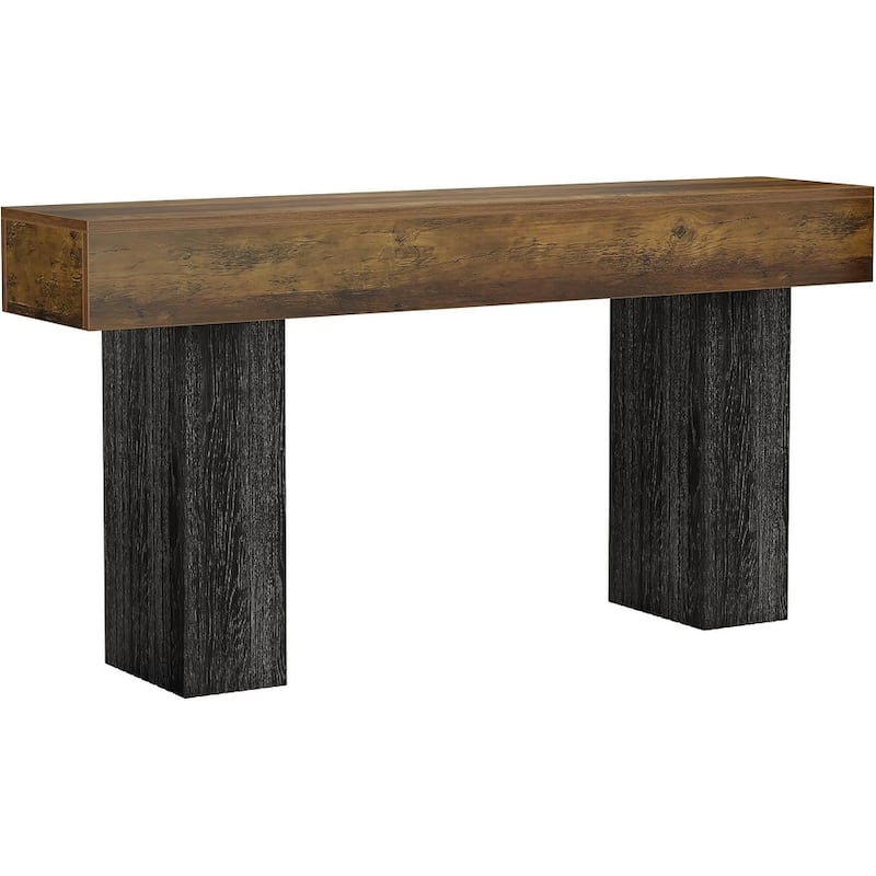 63" Wooden Long Entryway Table, Farmhouse Console Table Behind The Couch for Entrance, Hallway, Living Room