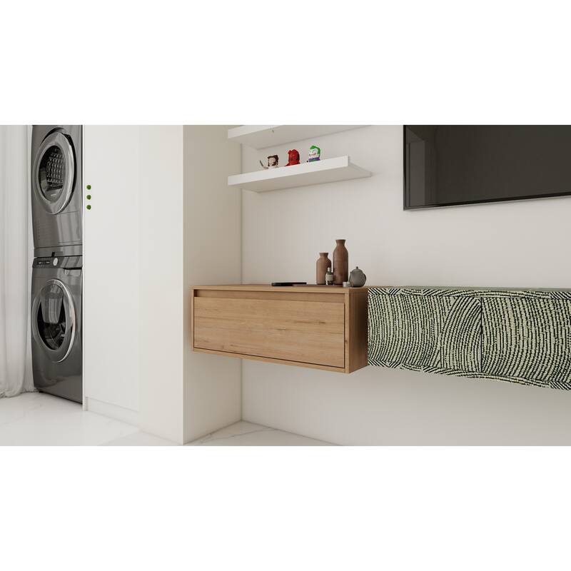 Modern Oak-Look 30 Inch Wall-Mounted Bathroom Vanity with Soft-Close Drawer, Vanity Base Only