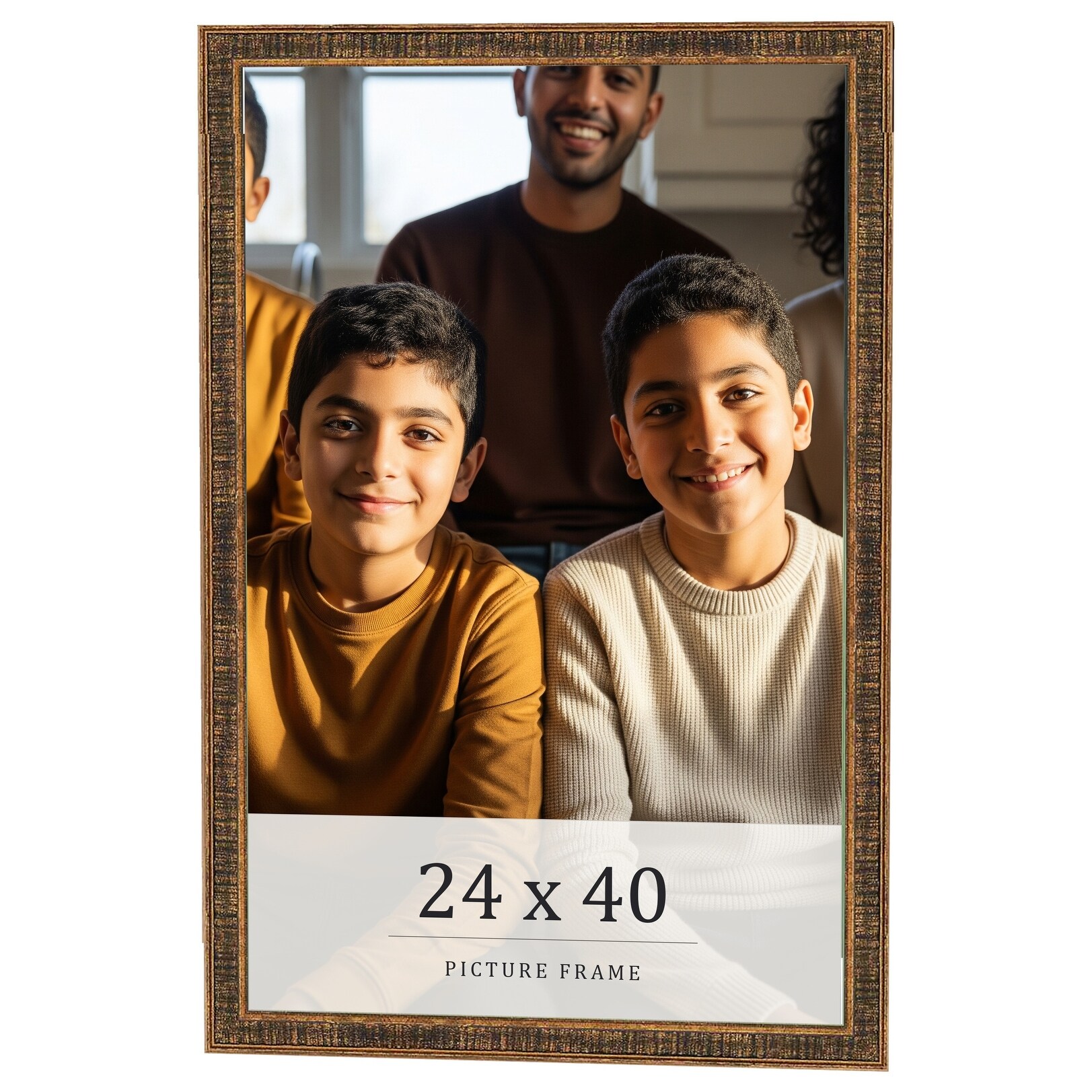 24x40 Frame Black Real Wood Picture Frame Kingsley Gold Distressed Photo Frame with UV Acrylic Foam Board Backing &