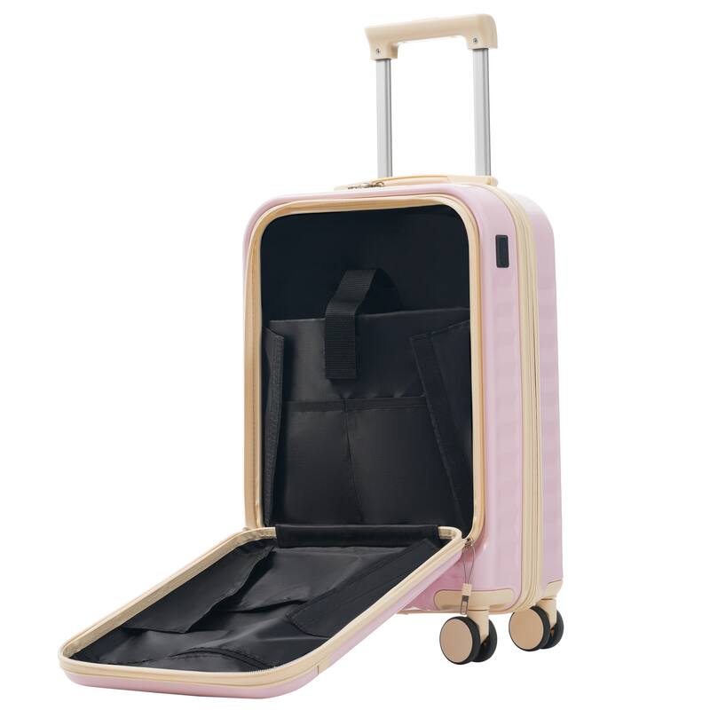 Front Opening Luggage Set 3 Piece,USB Port, Expandable Luggage with Handle Bag Spinner Wheels TSA Lock