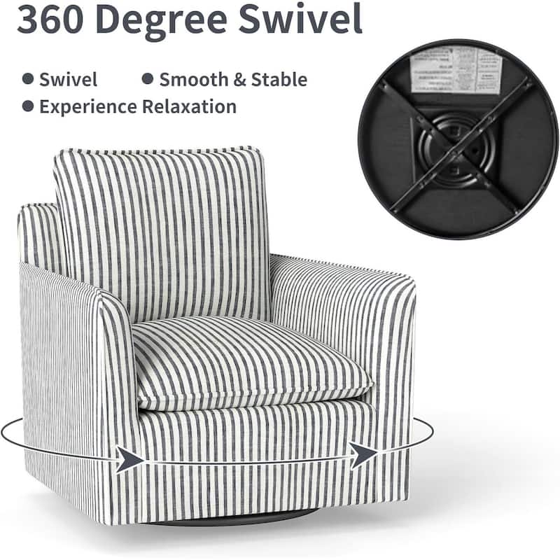 Swivel Accent Chair Swivel Barrel Reading Chair with Thick Padded Backrest Cushion