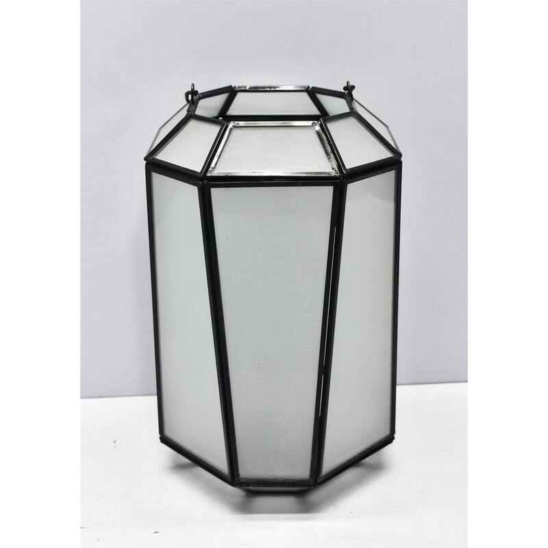 Candle Lantern Black Oxidized Iron & Glass H 10.8" - BLACK OXIDIZED