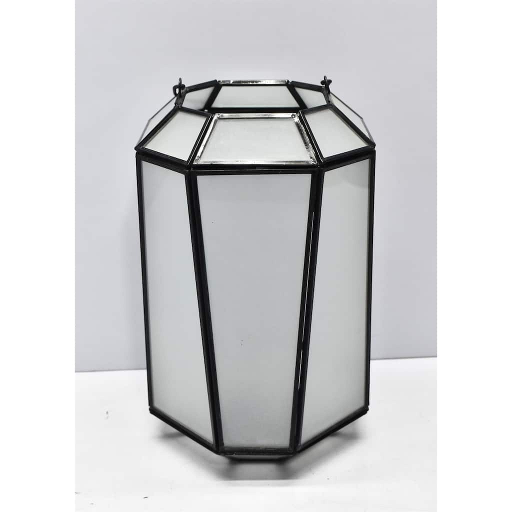 Candle Lantern Black Oxidized Iron & Glass H 10.8" - BLACK OXIDIZED