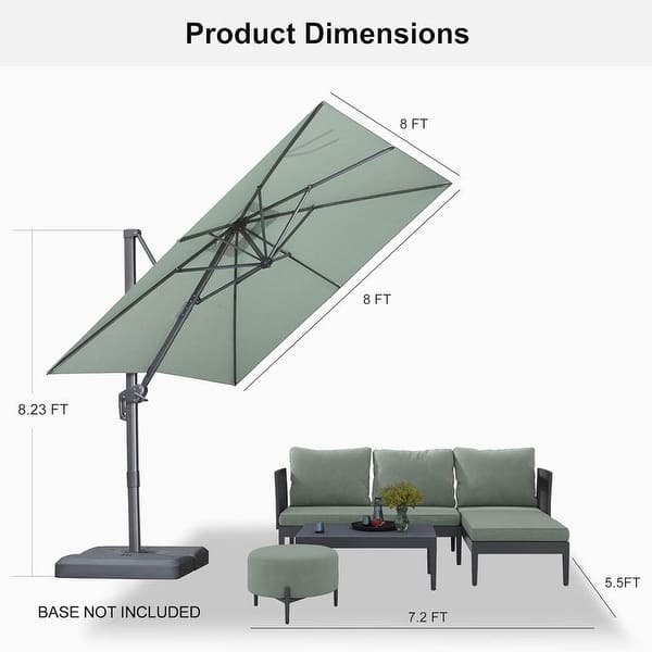 dimension image slide 12 of 13, PURPLE LEAF Stylish UV50+ Fade Resistant Patio Cantilever Umbrella With Base