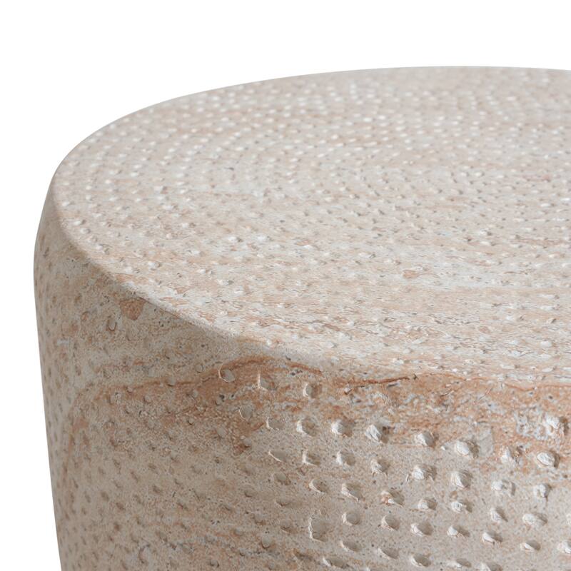 Outdoor Indoor Lightweight Concrete Side Table, Travertine Finish - 15.34