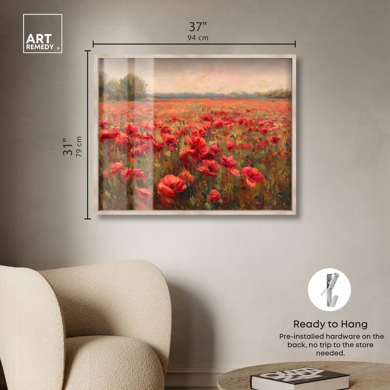 Sea of Red Poppies II Shadowbox by Art Remedy