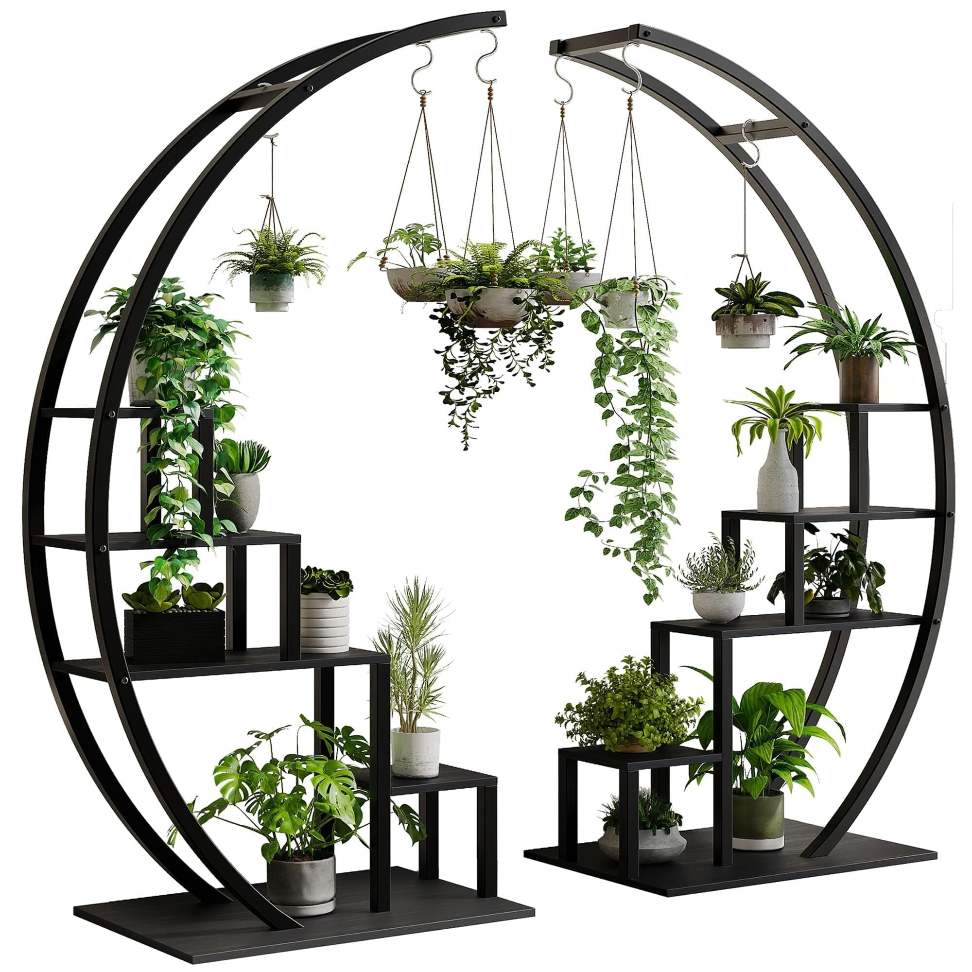 5 Tier Flower Plant Stand Indoor, 2 Pack Half Moon Plant Shelf