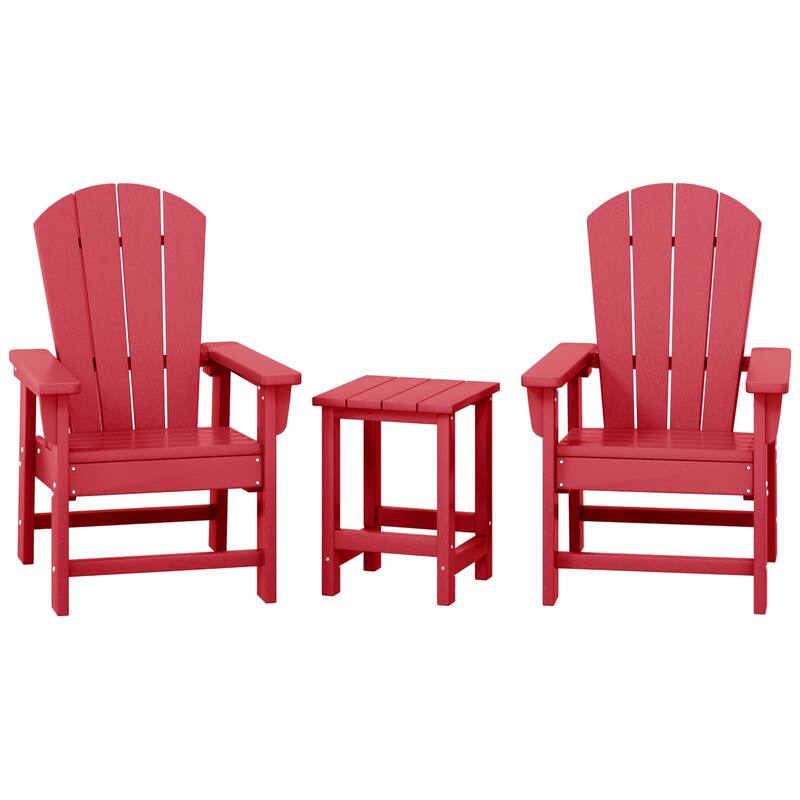 Laguna Kids Outdoor Poly Adirondack Chair With Side Table 3-Piece Set - Red