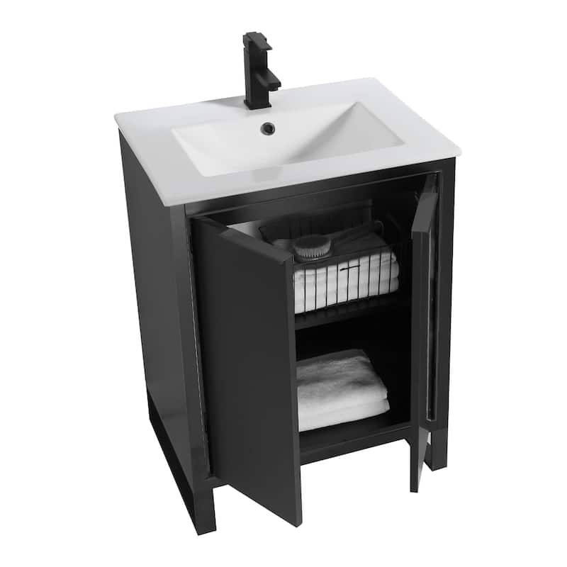 Fine Fixtures Opulence Collection Bathroom Vanity with White Ceramic Sink