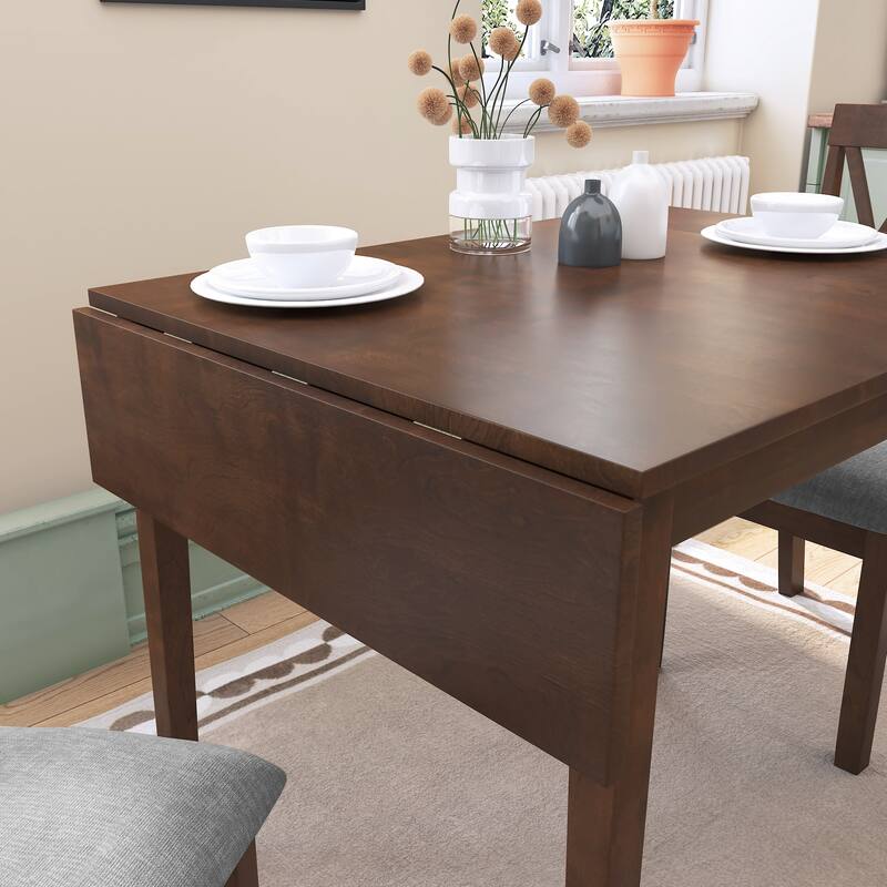 29"- 45" Extendable Dining Table for 4, Folding Kitchen Table with Rubberwood Legs, Space-Saving Dinner Table