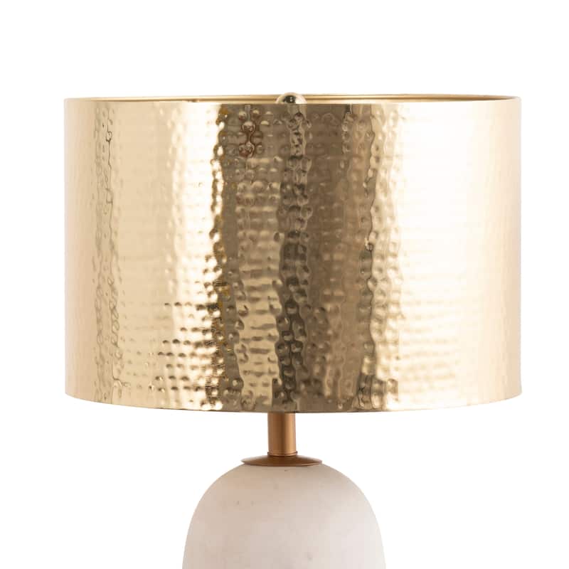 Nuloom 25'' Natalie Concrete & Iron Aluminium Shade Table Lamp - 14"W x 14"D x 25"H