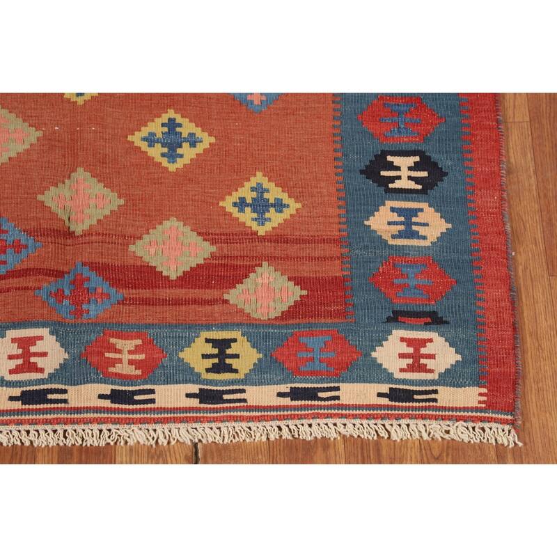 Vegetable Dye Kilim Qashqai Persian Foyer Rug Hand-Woven Wool Carpet - 3'4"x 5'11"