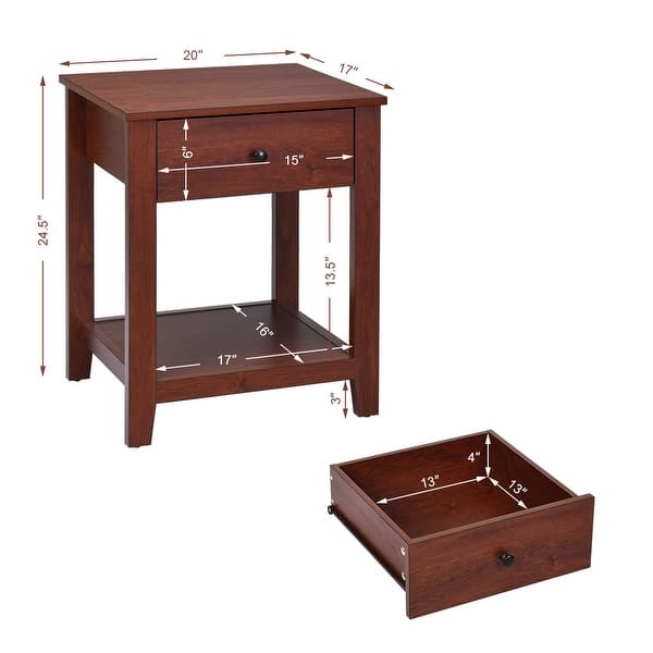Shop Costway Set Of 2 Night Stand End Side Table Bedside Sofa Accent Table On Sale Overstock 29010546