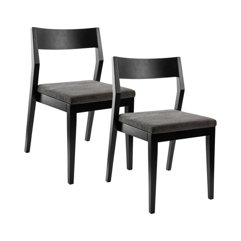 Plank and Beam Modern Solid Wood Upholstered Cushion Dining Chair - Set of 2 - Black/Onyx Cushion