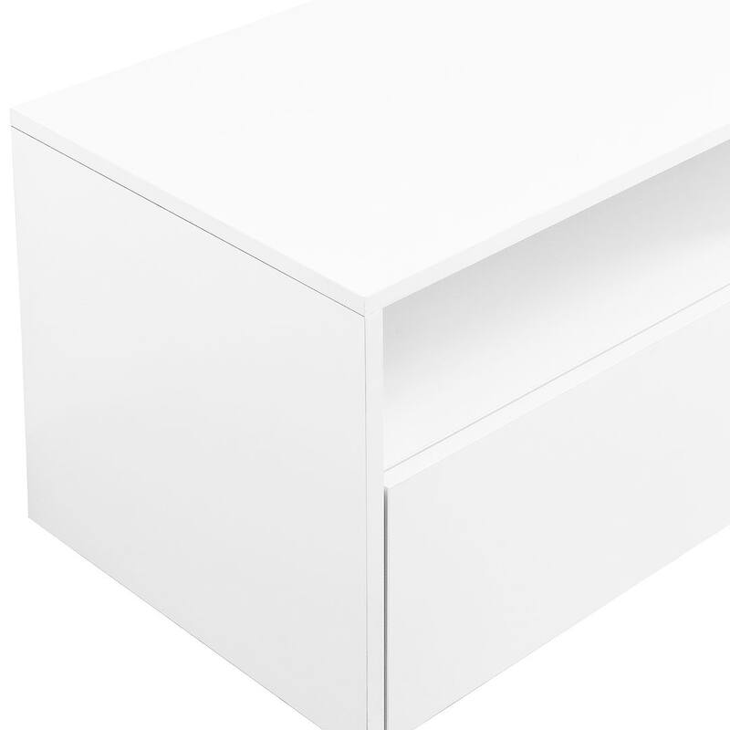 93" Modern High Gloss TV Stand with Wall Mounted Floating Storage Cabinets