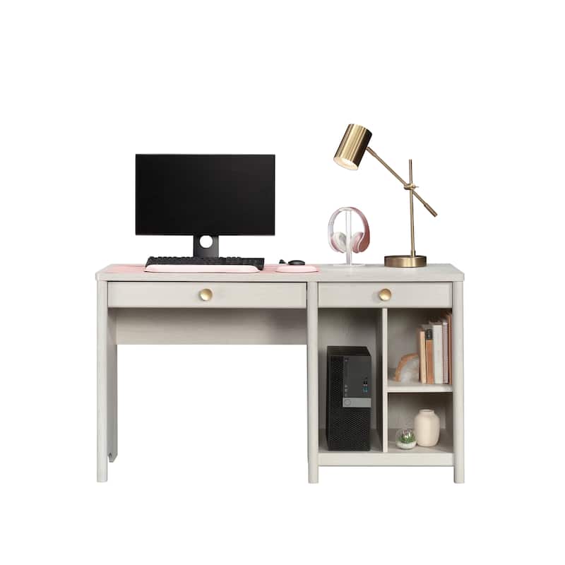 Anmytek Gray Oak Home Office Desk with Two Drawers Rustic Study Desk