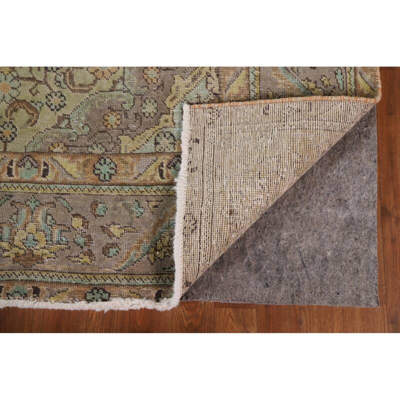 Hand Knotted Oriental 100% Wool Carpet Traditional Medallion Brown Tabriz Area Rug - 11' 0'' X 7' 8''