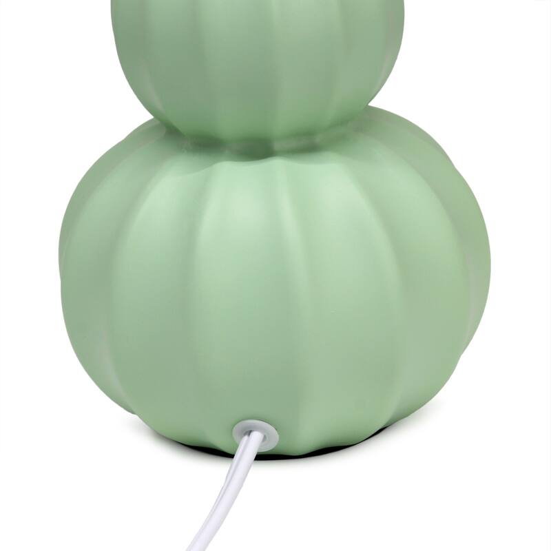 Stacked Double Gourd Ceramic Table Lamp with Tapered Shade - 12.5" - Sage Green