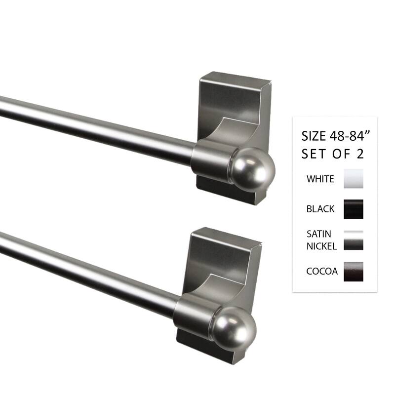 InStyleDesign 7/16 inch dia. Magnetic Rod 48-84 inch long (Set of 2) - 48 to 84 inches - Satin Nickel