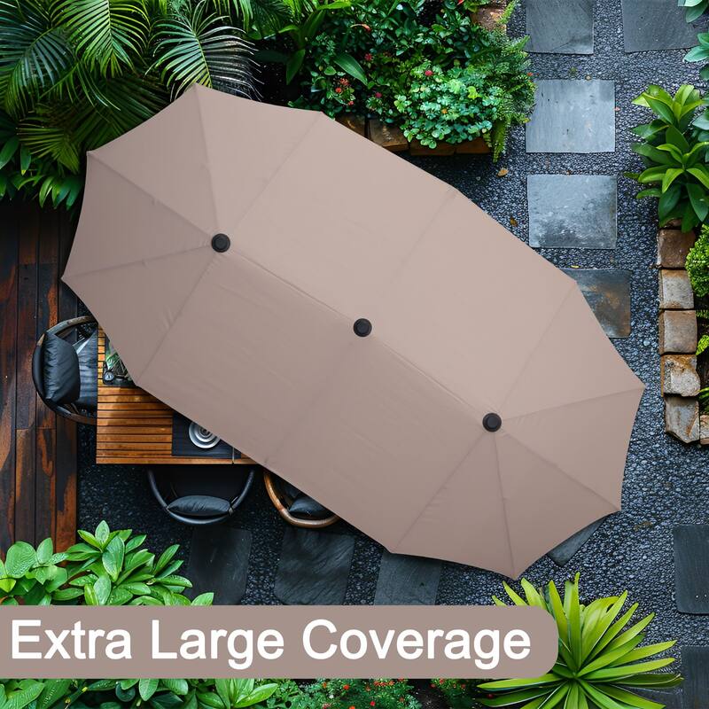 Autlaycil 13 ft Patio Umbrella with Crank Outdoor Umbrella with Base